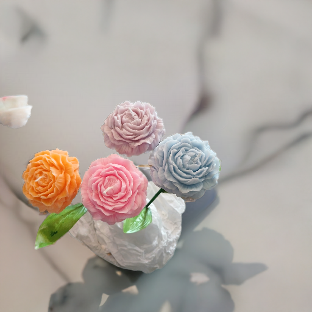 3oz Peony on Stem Custom Candle - Handcrafted Floral Decor by Scent Fushion Candles