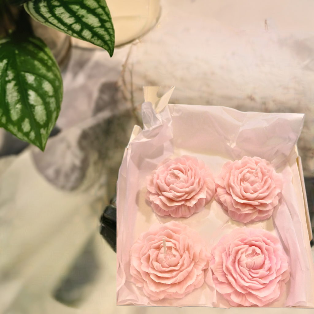 Eco-friendly Handcrafted Rose Petal Candles, 4-Pack Set by Scent Fushion candles