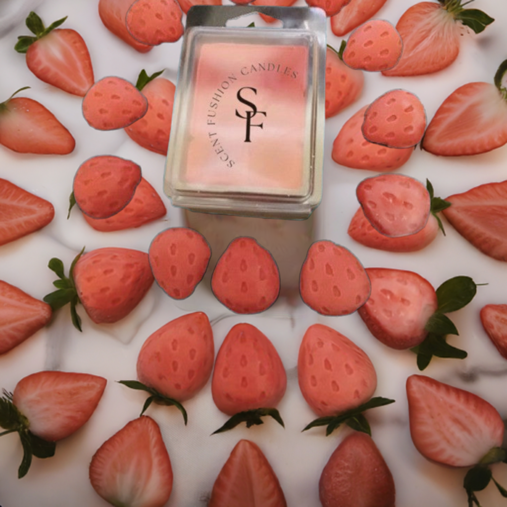 Eco-friendly strawberry soy wax tarts with 30 hours of fragrance