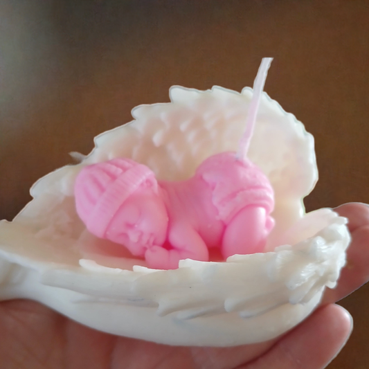 5oz Heavenly Angel Baby Girl Candle with angel design, perfect for baby showers or memorial tributes