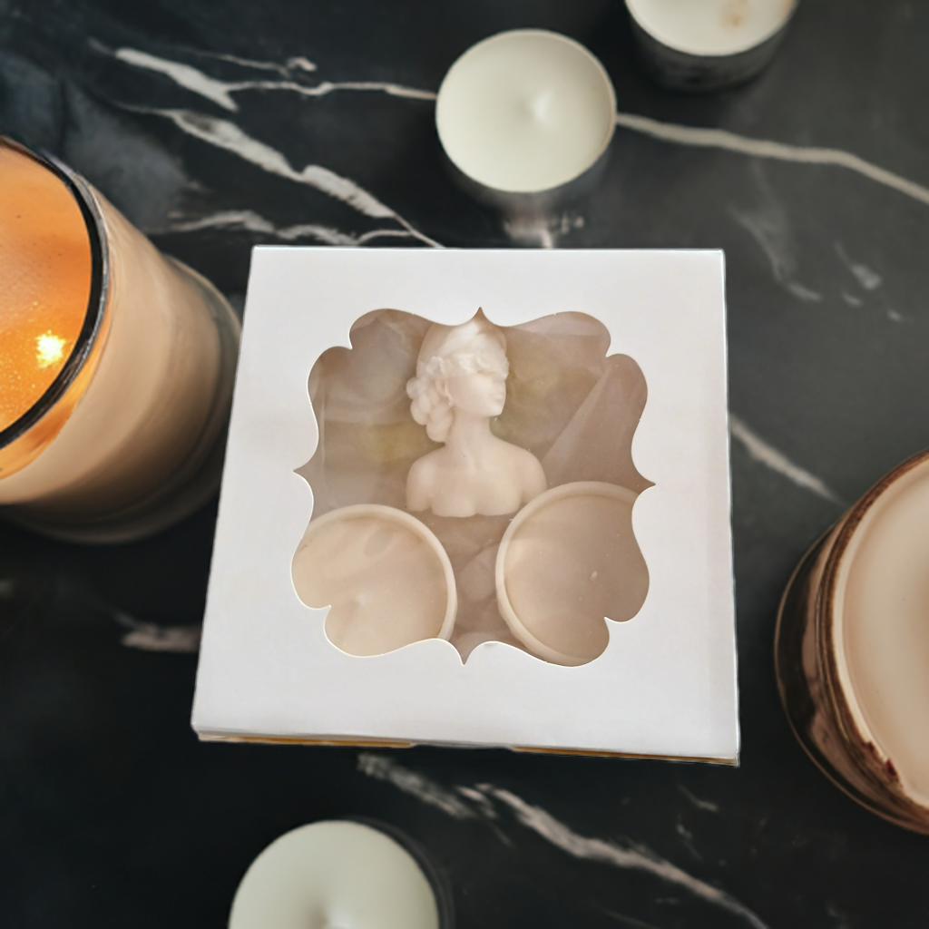 3oz flower girl candle sculpture with delicate flower girl design, hand-poured and made in WV by Scent Fushion Candles.