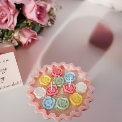 12 Mini Embedded Mini Rose Candle in Artisan Wax bowl