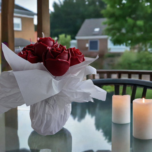 Scent Fushion Candles eco-friendly rose-scented soy candle handcrafted in Charleston, WV with sustainable ingredients