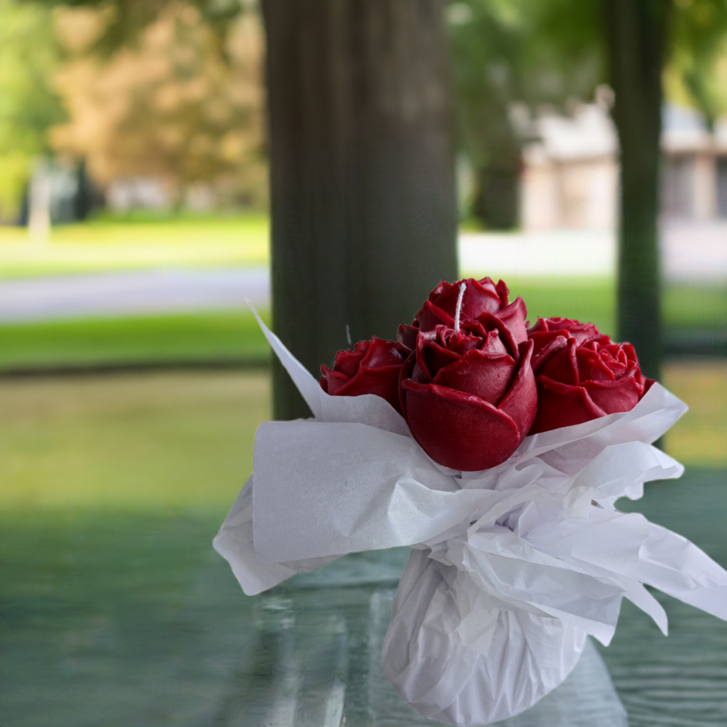 Scent Fushion Candles luxury eco-friendly soy candle with rose bouquet fragrance, crafted in Charleston, WV.