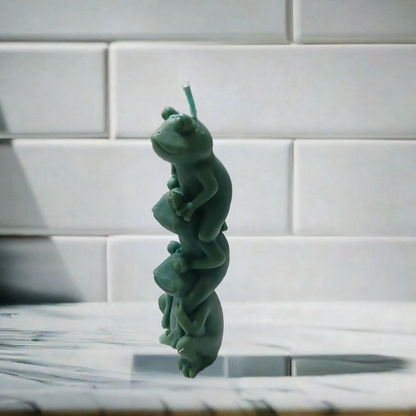Whimsical Frog Candle Stack with Welcome Sign – Handcrafted 3oz Décor Piece by Scent Fushion Candles