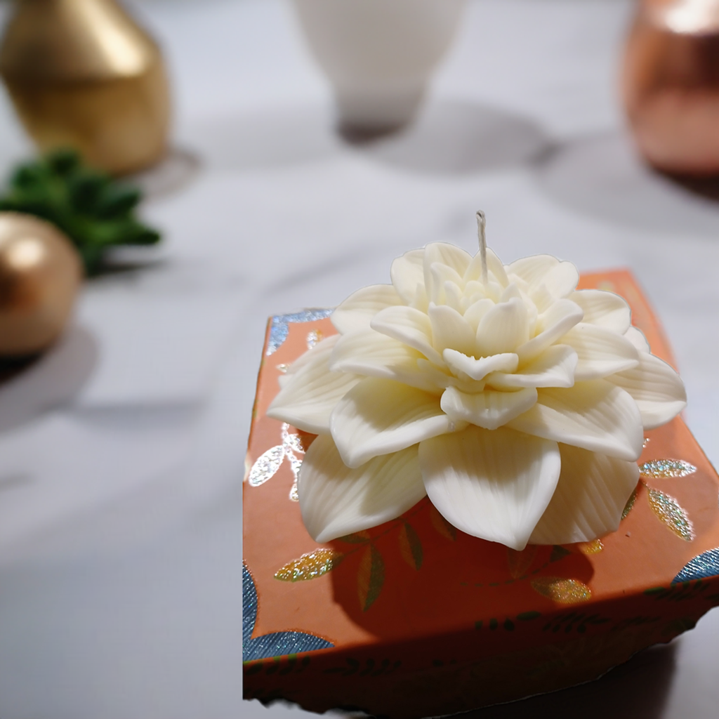 West Virginia-made calming scented lotus flower candle by Scent Fushion Candles – ideal for relaxation and gifts.