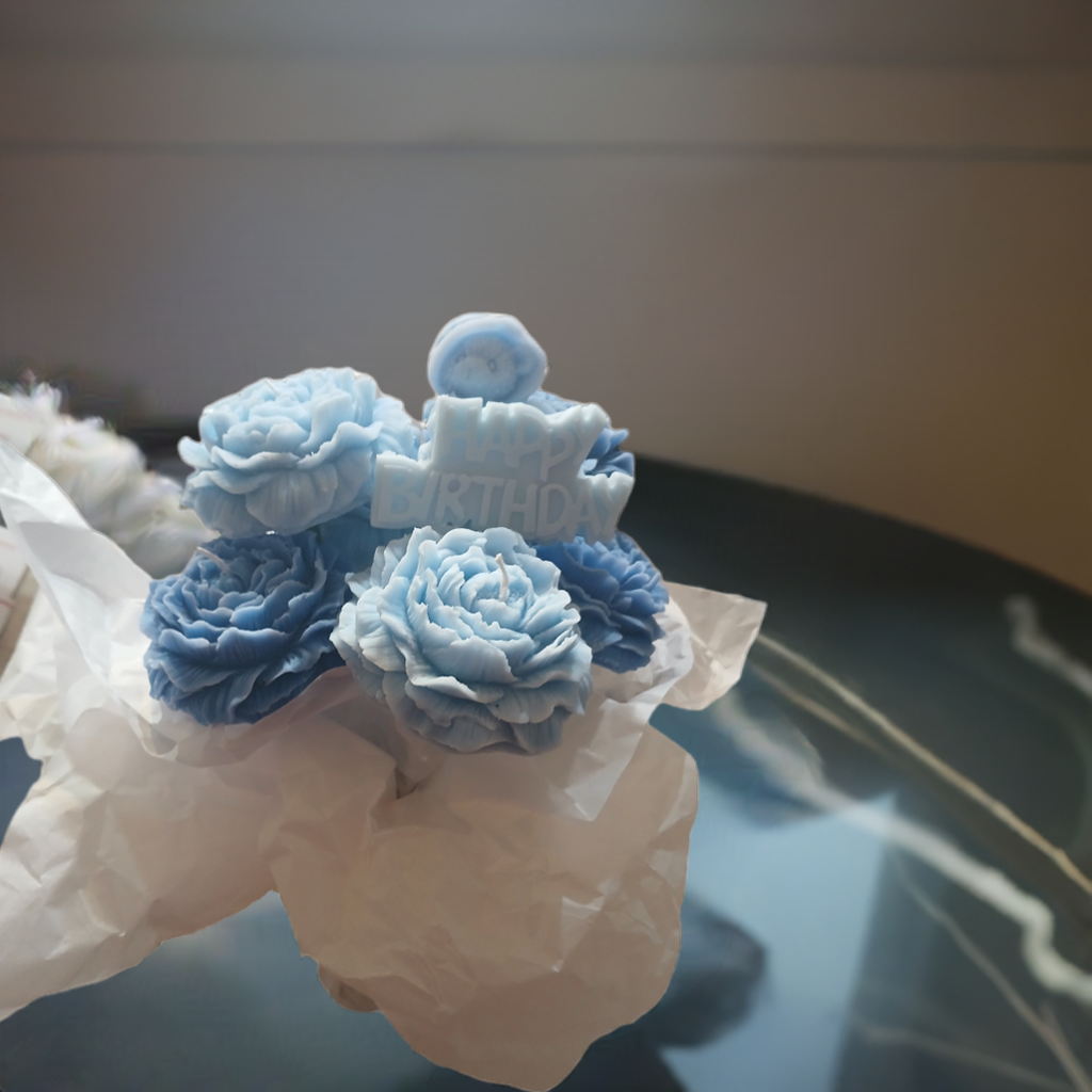 Scent Fushion Candles Scented Birthday Flower Bouquet Candle with long burn time and decorative flowers
