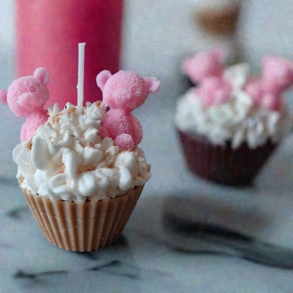 Whimsy Bears Whipped Chocolate Cupcake Candle Duo from Scent Fushion Candles – a unique handmade gift for cupcake lovers.