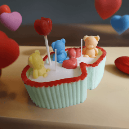 Three bears in Heart Tub Candle - Scent Fushion